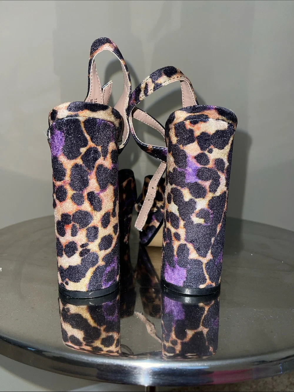 Betsey Johnson Leopard Platform Sandals with Purple Accents